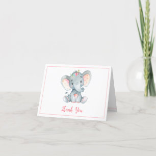 Tarjeta De Agradecimiento Elephant Baby Shower Gracias Cartas (Chica)