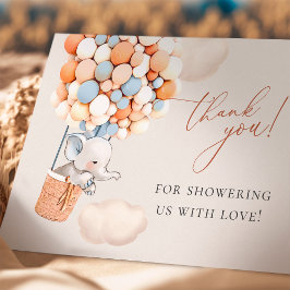 Tarjeta De Agradecimiento Elephant Balloon Baby Shower Gracias