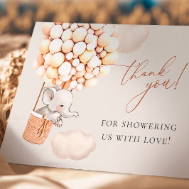 Tarjeta De Agradecimiento Elephant Balloon Baby Shower Gracias