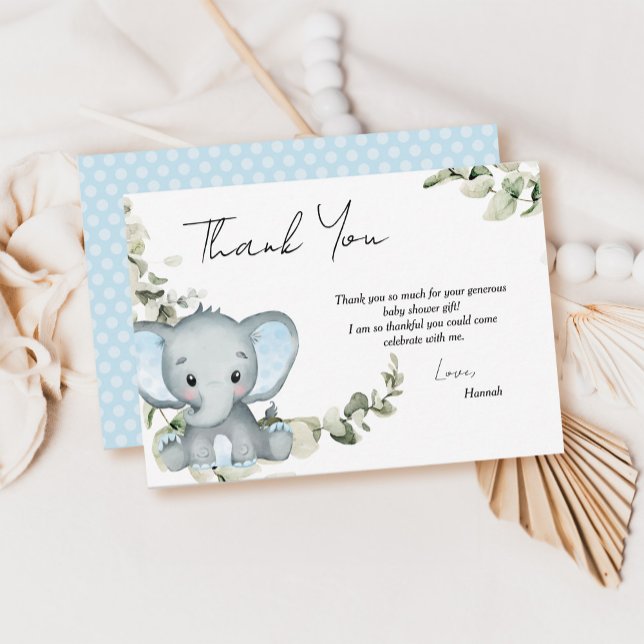 Tarjeta De Agradecimiento Elephant Boy Baby Shower (Subido por el creador)