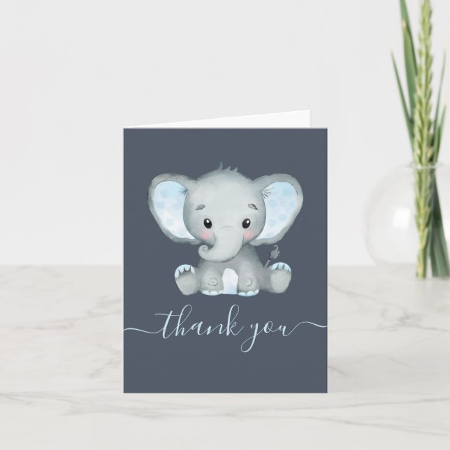 Tarjeta De Agradecimiento Elephant Boy Baby Shower plegado (Anverso)