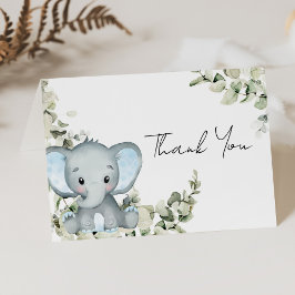Tarjeta De Agradecimiento Elephant Boy Blue Baby Shower