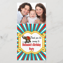 Tarjeta De Agradecimiento Elephant Circus Frame Niños Fiesta de cumpleaños