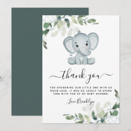 Tarjeta De Agradecimiento Elephant Eucalyptus Baby Shower