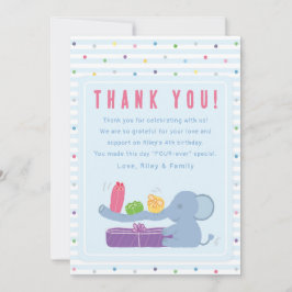 Tarjeta De Agradecimiento Elephant & Gifts Birthday Thank You Card