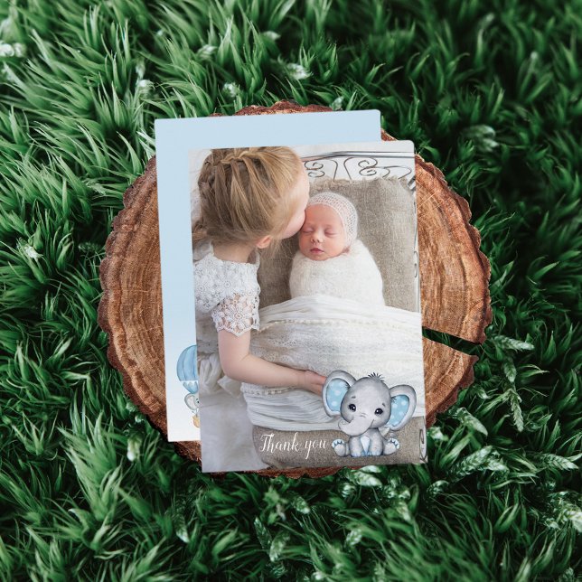 Tarjeta De Agradecimiento Elephant Photo Balloon Baby Shower (Subido por el creador)