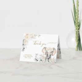 Tarjeta De Agradecimiento Elephant White Roses Boho Pampas Baby Shower