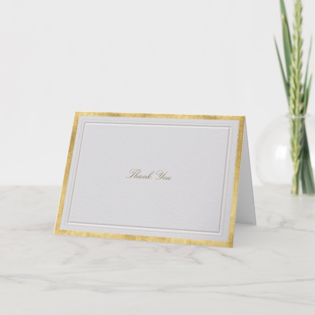 Tarjeta De Agradecimiento Elevated Gold Ivory Modern Classic Formal Wedding (Anverso)