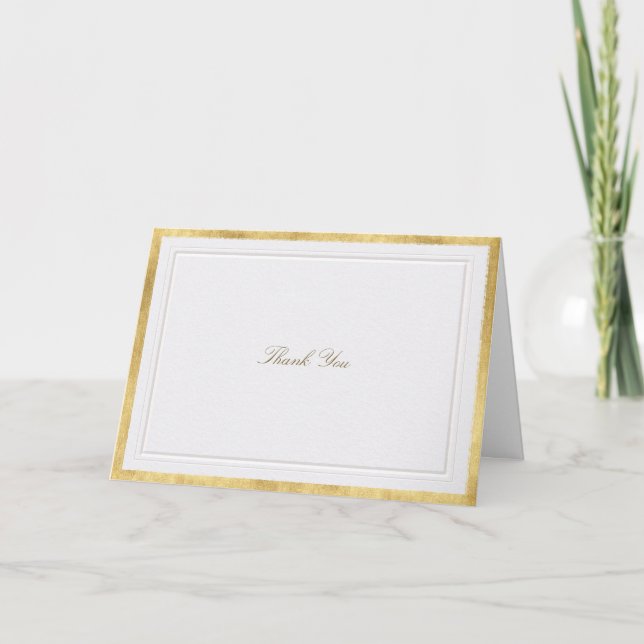 Tarjeta De Agradecimiento Elevated Gold Pearl Modern Classic Formal Wedding (Anverso)
