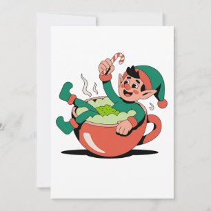 Tarjeta De Agradecimiento Elf tomando una bañera Matcha para Navidades Elf