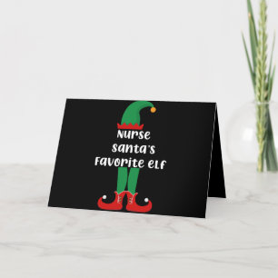 Tarjeta De Agradecimiento Elfo favorito de Santa enfermera divertida Navidad