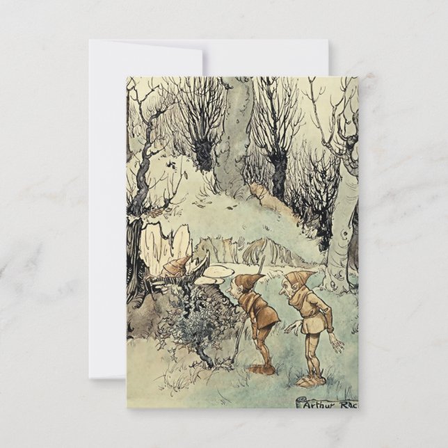Tarjeta De Agradecimiento “Elfos en el bosque” de Arthur Rackham (Anverso)