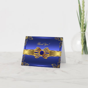 Tarjeta de agradecimiento Elite elegante azul dora