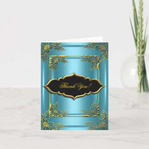 Tarjeta de agradecimiento Elite elegante azul teal