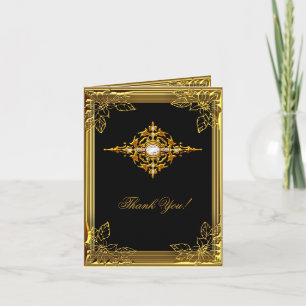 Tarjeta de agradecimiento Elite Negro Dorado Elega