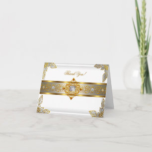 Tarjeta De Agradecimiento Elite Thank You Card Elegant White Gold