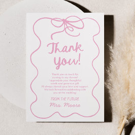 Tarjeta De Agradecimiento Ella está atando el nudo Bridal Shower caprichoso 
