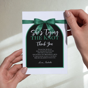 Tarjeta De Agradecimiento Ella está atando el nudo Paleta verde esmeralda la