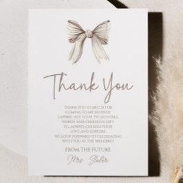 Tarjeta De Agradecimiento Ella está atando la ducha de novias de piel blanca