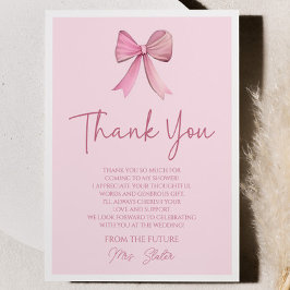 Tarjeta De Agradecimiento Ella está atando la ducha de novias rosada Knot