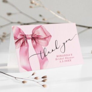Tarjeta De Agradecimiento Ella se está casando Pink Bow Bridal