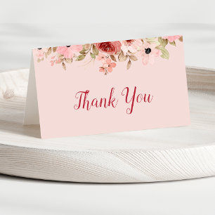 Tarjeta De Agradecimiento ELLE Flor Rosa Elegante Boda