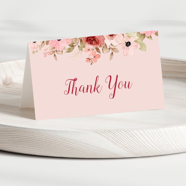 Tarjeta De Agradecimiento ELLE Flor Rosa Elegante Boda (Subido por el creador)