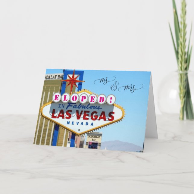 Tarjeta De Agradecimiento Eloped en Las Vegas Mr & Mrs Card (Anverso)