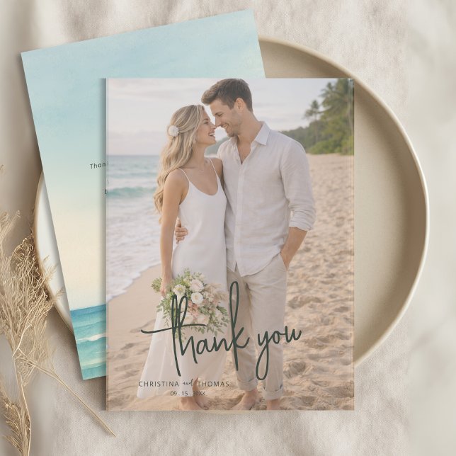 Tarjeta De Agradecimiento Elopement Beach Wedding (Subido por el creador)