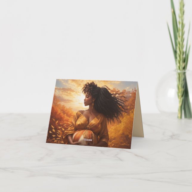 Tarjeta De Agradecimiento Embarazo Materno Afro-Céntrico (Reverso)