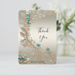 Tarjeta De Agradecimiento Embelleciendo las Piedras Azules de Oro Gracias Ta
