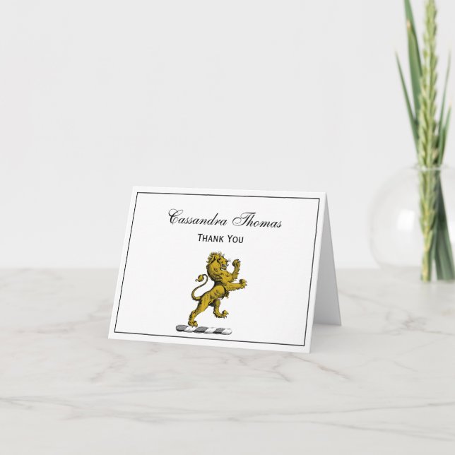 Tarjeta De Agradecimiento Emblema de cimera de león de pie heráldico C (Anverso)