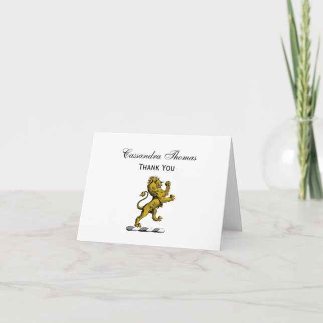 Tarjeta De Agradecimiento Emblema de cresta de león parado heráldico C (Anverso)