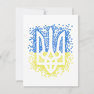 Tarjeta De Agradecimiento Emblema ucraniano trident tryzub esparce corazones