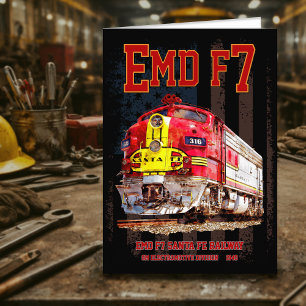 Tarjeta De Agradecimiento EMD F7 Santa Fe Warbonnet con bandera estadouniden