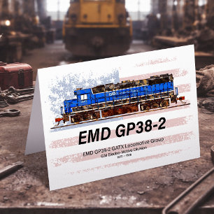 Tarjeta De Agradecimiento EMD GP38-2 Locomotora diesel y bandera estadounide