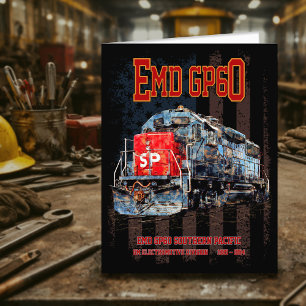 Tarjeta De Agradecimiento EMD GP60 Locomotora Diesel y bandera estadounidens