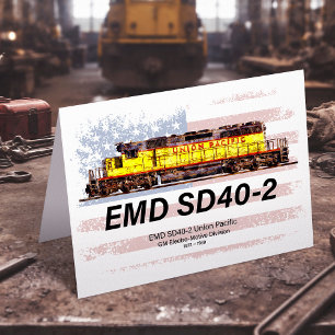Tarjeta De Agradecimiento EMD SD40-2 Locomotora Diesel. Bandera estadouniden