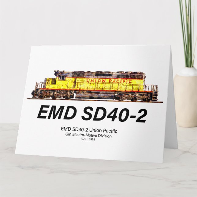 Tarjeta De Agradecimiento EMD SD40-2 Locomotora Diesel. Pacífico de Unión (Anverso)