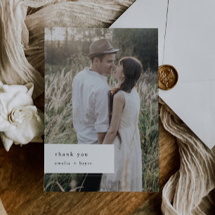 Tarjeta De Agradecimiento EMELIA Boda único Minimalista único de fotografía 