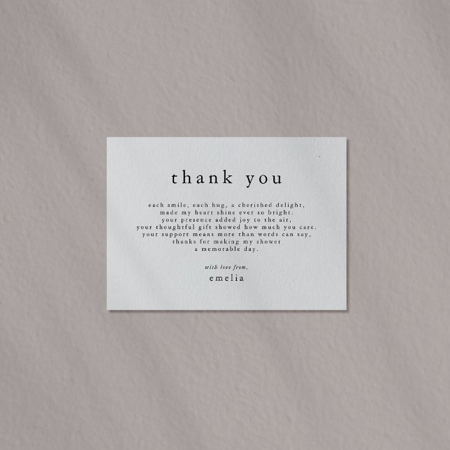 Tarjeta De Agradecimiento EMELIA Caja Rustica Mínima Baby Shower Simple (EMELIA Minimal Rustic Boho Simple Baby Shower Thank You Card)