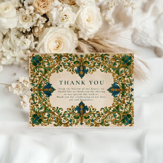 Tarjeta De Agradecimiento Emerald Baroque Islamic Wedding (Subido por el creador)