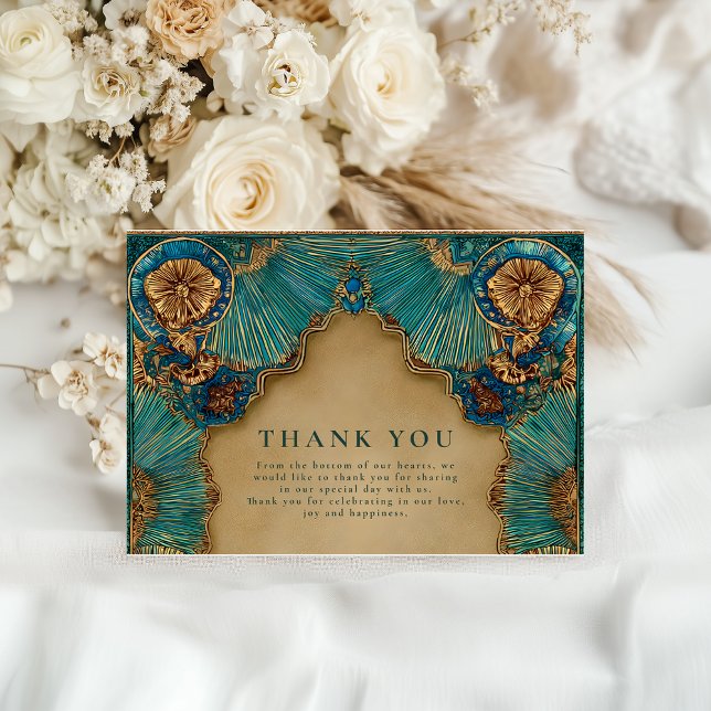 Tarjeta De Agradecimiento Emerald Gold Islamic Wedding (Subido por el creador)