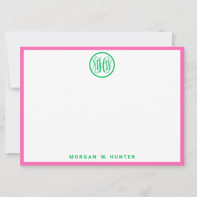Tarjeta De Agradecimiento Emerald Vine Script Monogram Font DIY BG Hot Pink (Subido por el creador)