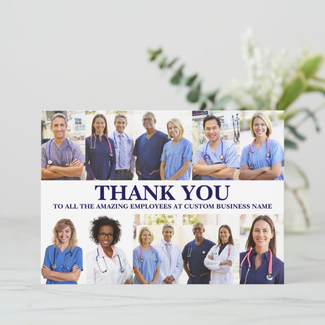 Tarjeta De Agradecimiento Employee Appreciation Personalized 8 Photo Collage (Anverso de pie)