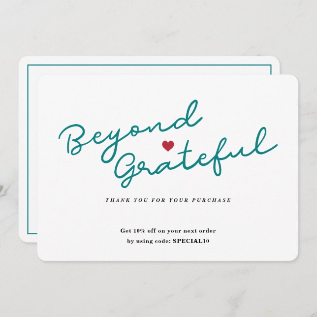 Tarjeta de agradecimiento empresarial con guión si (Anverso / Reverso)