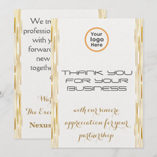 Tarjeta de agradecimiento empresarial de oro blanc