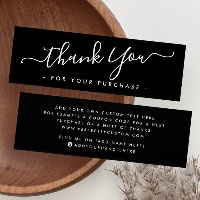 Tarjeta de agradecimiento empresarial elegante neg (Black elegant business thank you insert card)