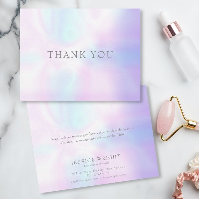 Tarjeta de agradecimiento empresarial iridiscente  (Simple Modern Iridescent Business Thank You Card)