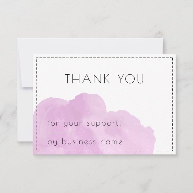Tarjeta de agradecimiento empresarial rosa Simple  (Anverso)
